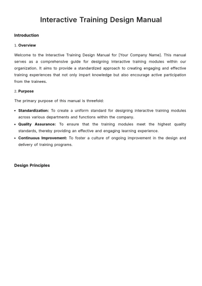 Free Interactive Training Design Manual HR Template to Edit Online
