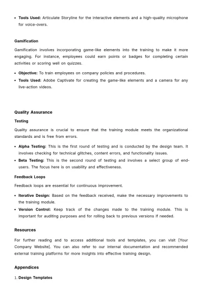 Free Interactive Training Design Manual HR Template to Edit Online