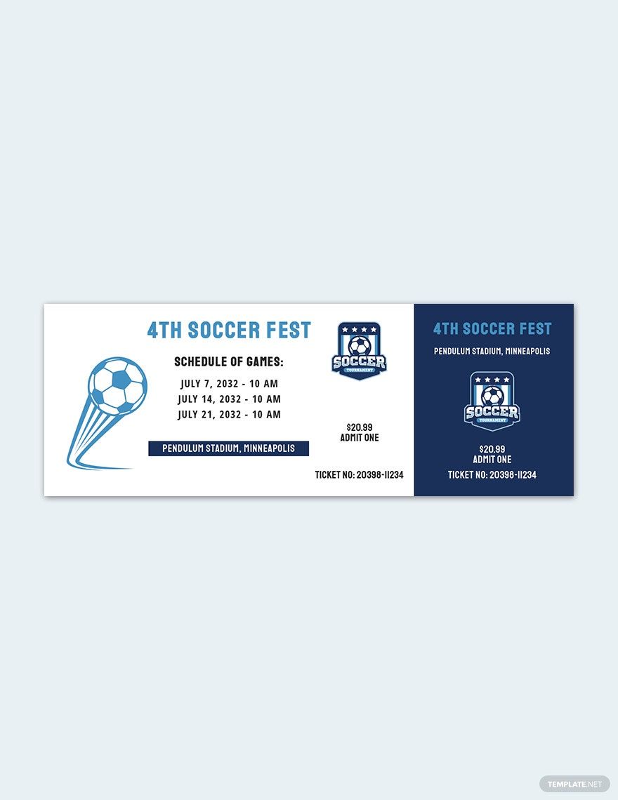 Soccer Schedule Event Ticket Template