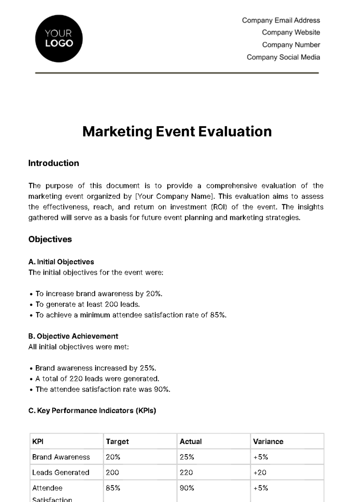 Marketing Event Evaluation Template