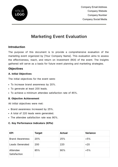 Free Marketing Event Evaluation Template to Edit Online