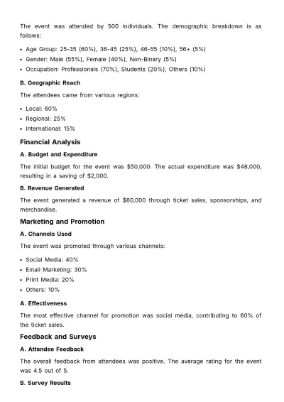 Free Marketing Event Evaluation Template to Edit Online