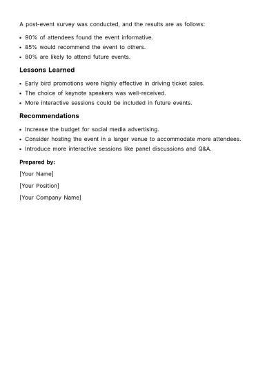 Free Marketing Event Evaluation Template to Edit Online