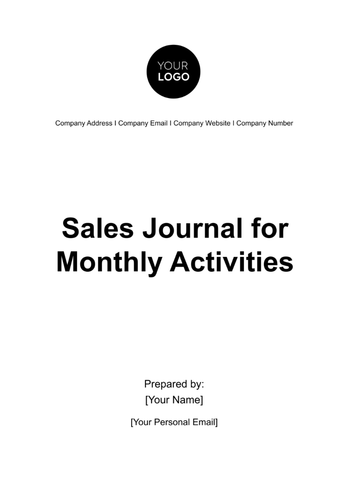 Free Sales Journal for Monthly Activities Template