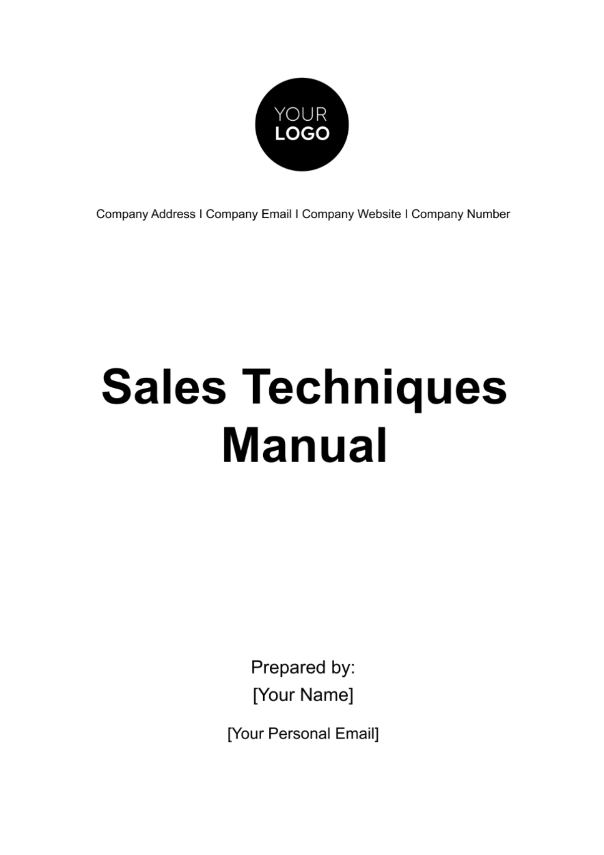 Free Sales Techniques Manual Template