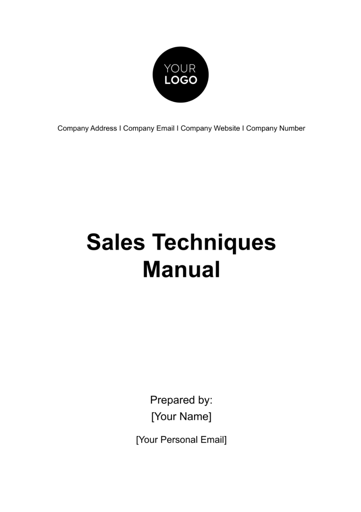 Sales Techniques Manual Template - Edit Online & Download