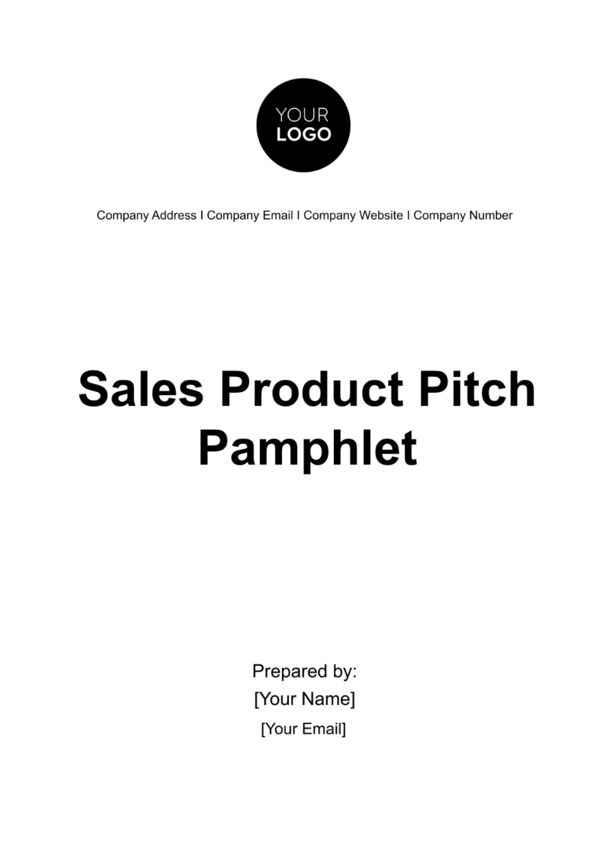 Sales Product Pitch Pamphlet Template