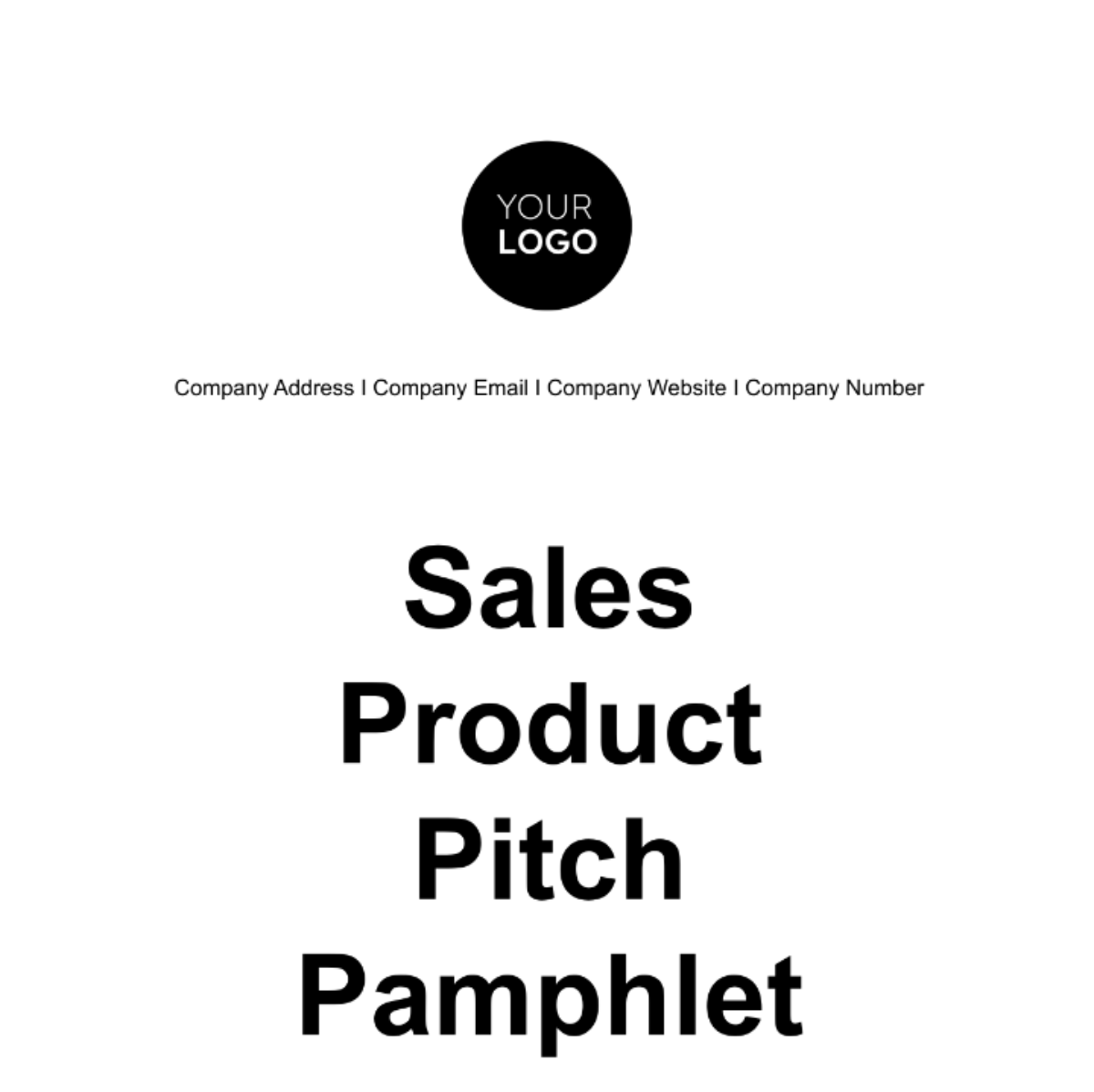 Sales Product Pitch Pamphlet Template