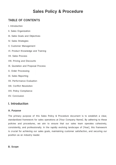 Free Sales Policy & Procedure Template to Edit Online