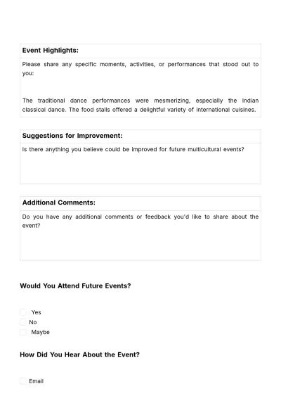 Free Multicultural Event Review HR Template to Edit Online