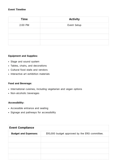 Free Employee Resource Group Event Compliance Document HR Template to Edit Online