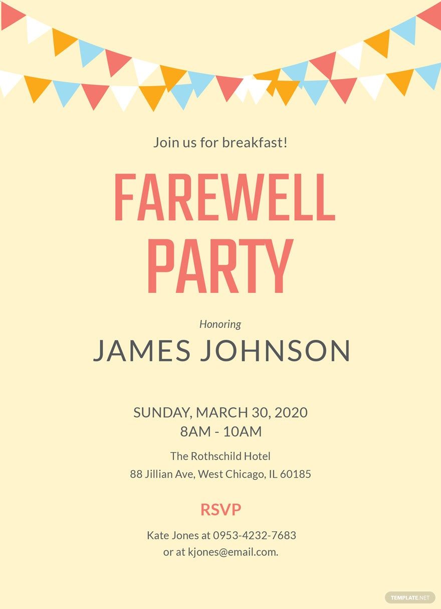 Farewell Breakfast Party Invitation Template
