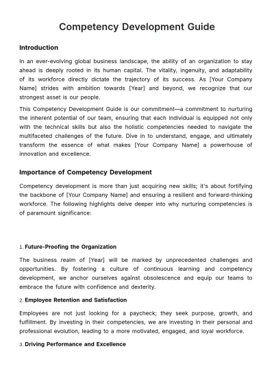 Free Competency Development Guide HR Template to Edit Online