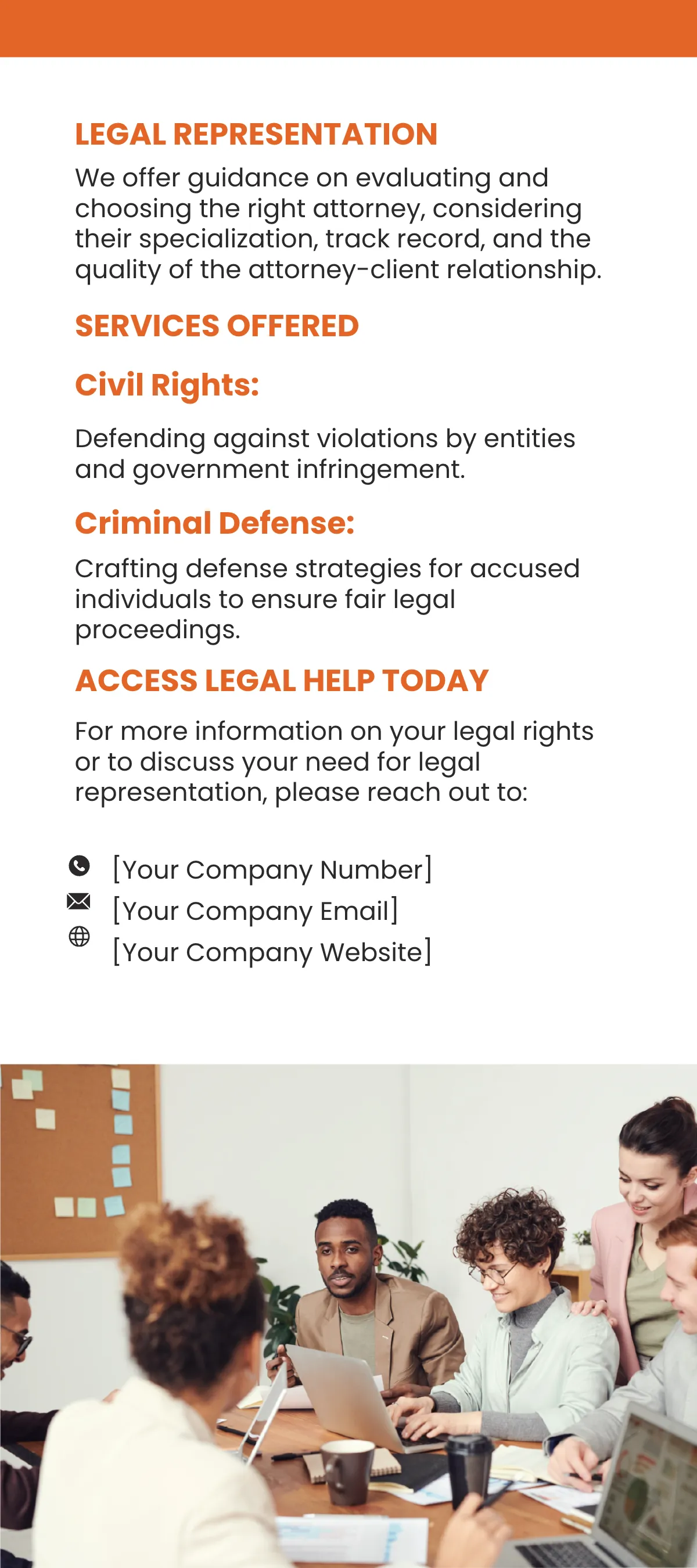 Free Legal Rights and Representation Guide Rack Card Template to Edit Online