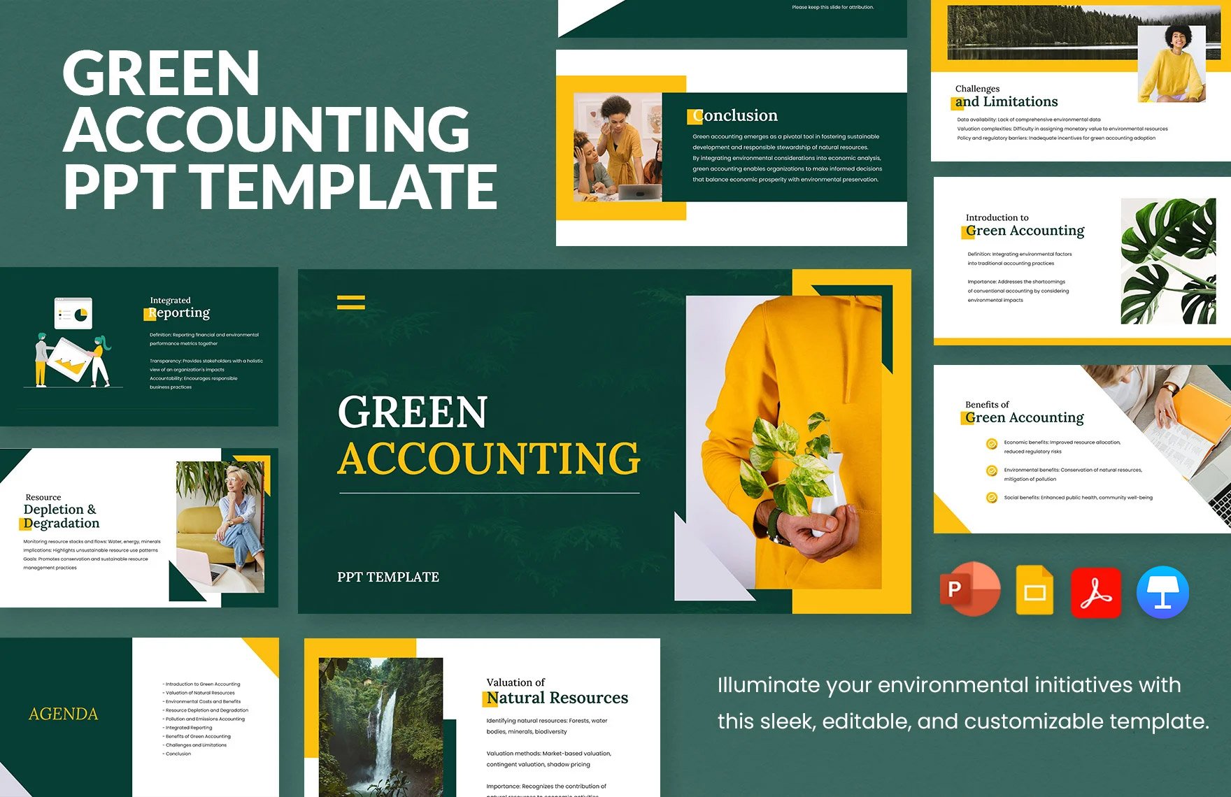 Green Accounting PPT Template in PDF, PowerPoint, Google Slides, Apple Keynote