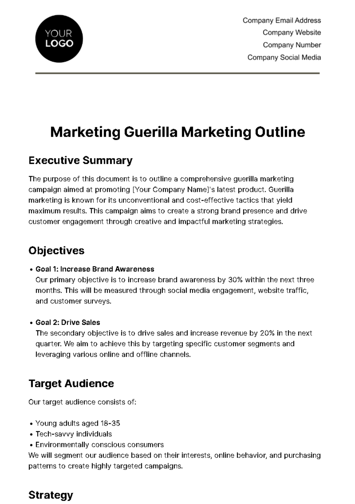 Free Marketing Guerilla Marketing Outline Template