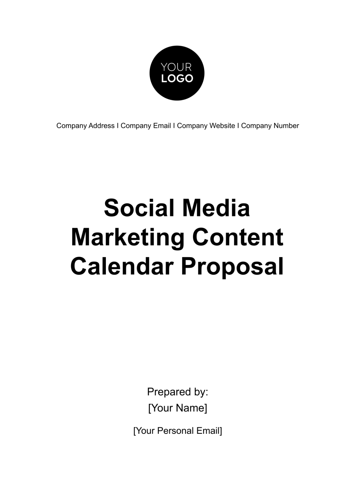 Free Social Media Marketing Content Calendar Proposal Template