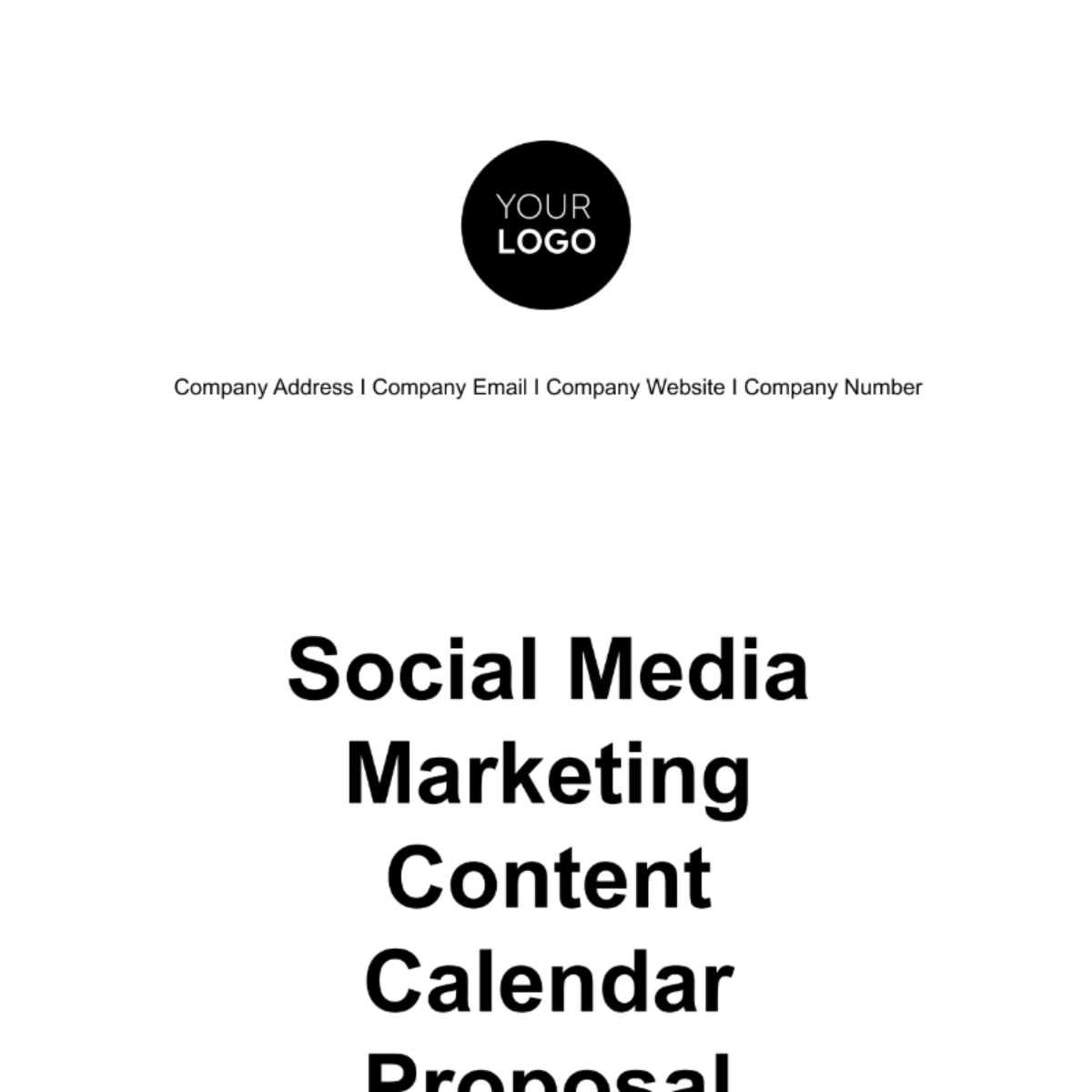 Social Media Marketing Content Calendar Proposal Template