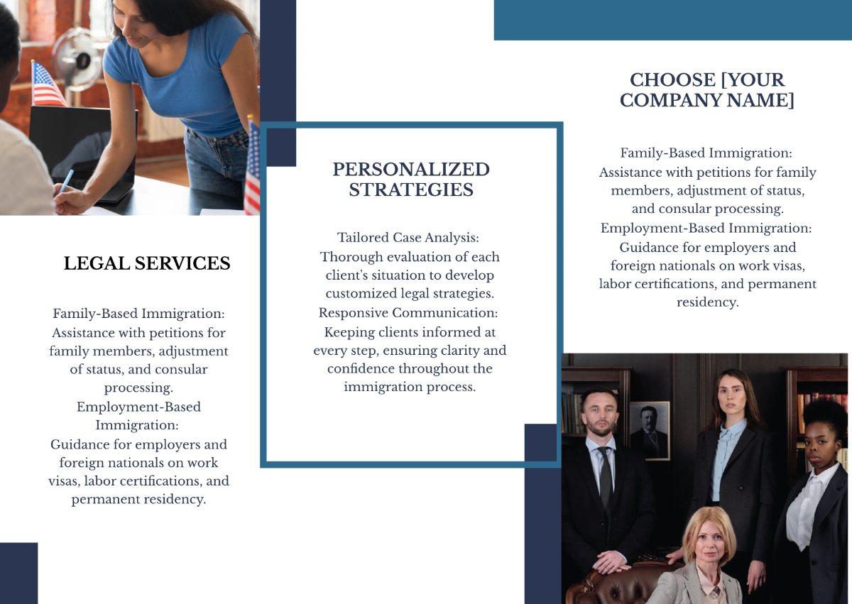 Free Immigration Law Services Pamphlet Template to Edit Online