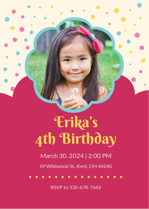 Kid's Birthday invitation Template - Illustrator, Word, Apple Pages ...