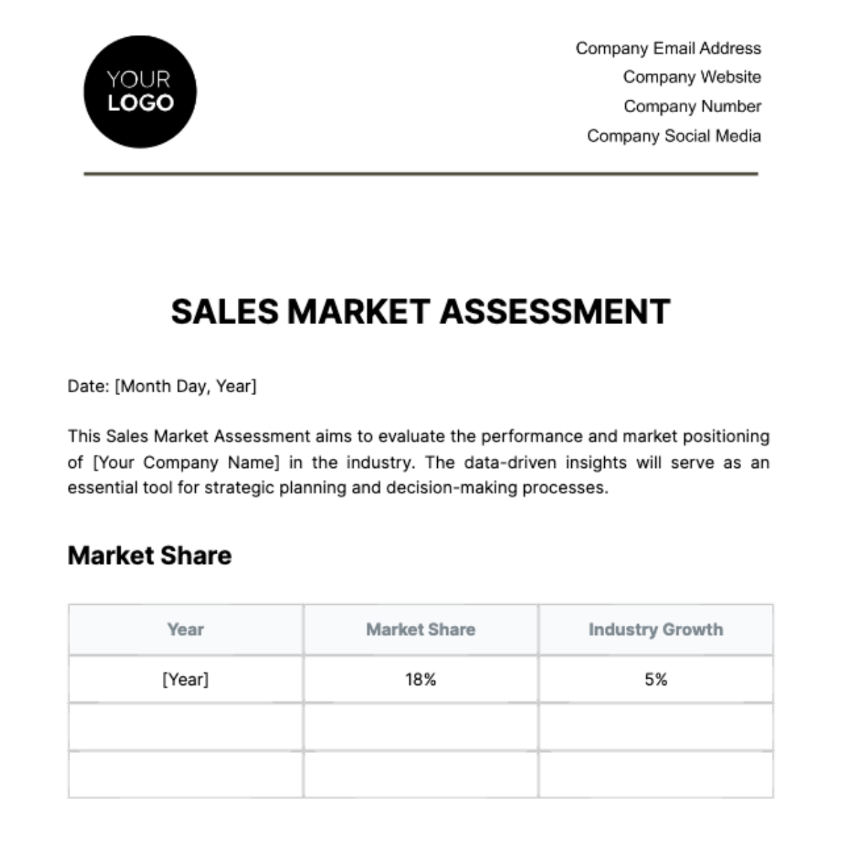 Sales Market Assessment Template - Edit Online & Download