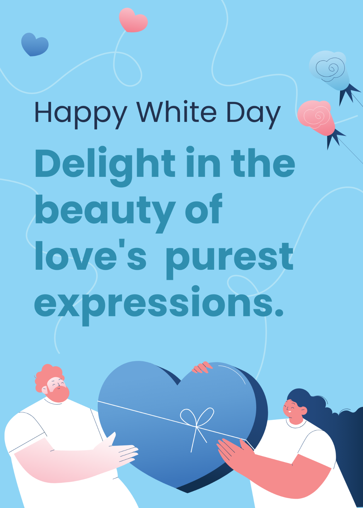 Free  White Day Greeting Card Template