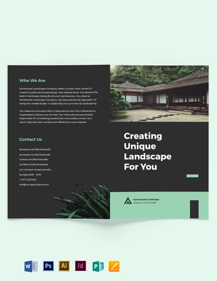landscape company bi fold brochure template