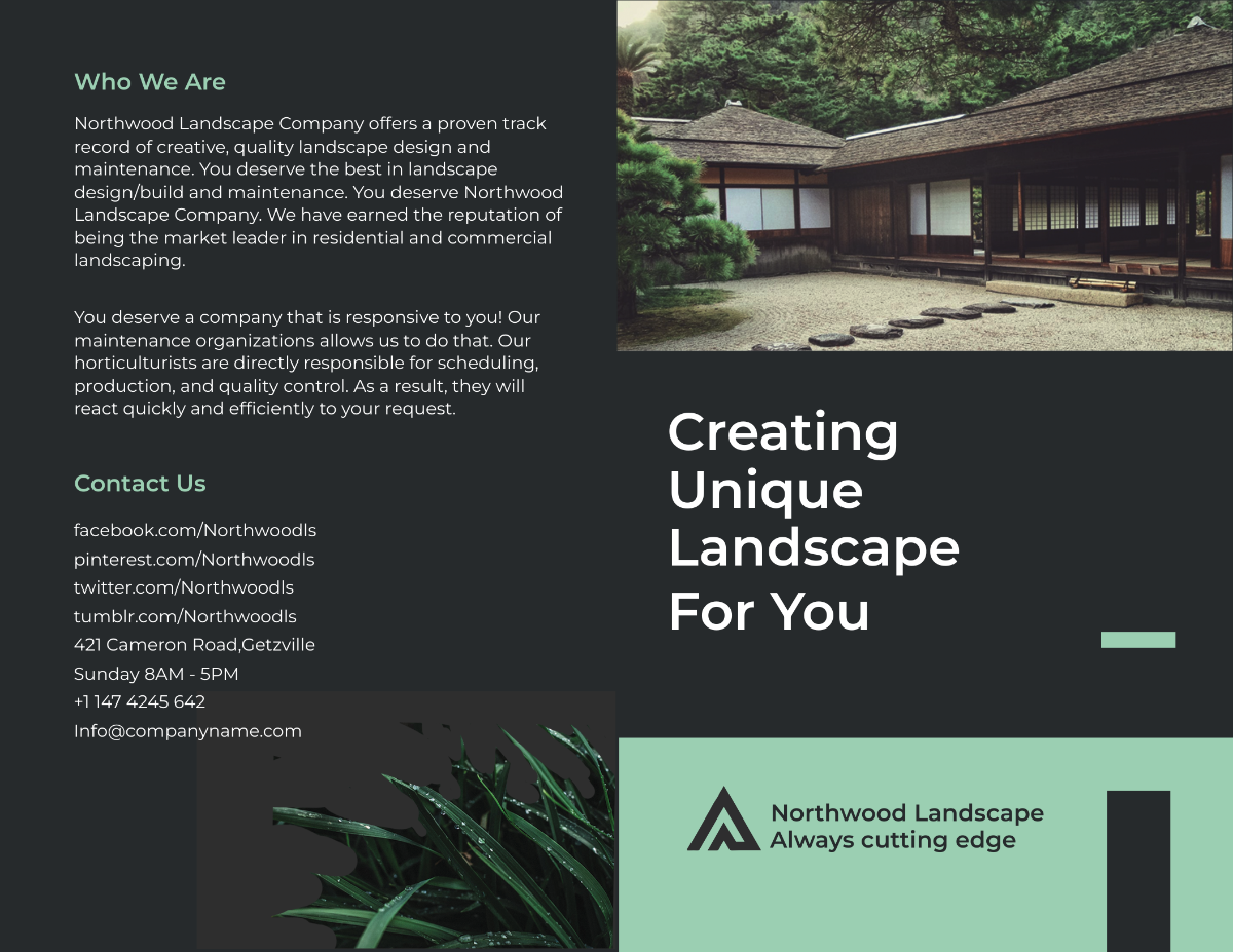 Landscape Company Bi-Fold Brochure Template
