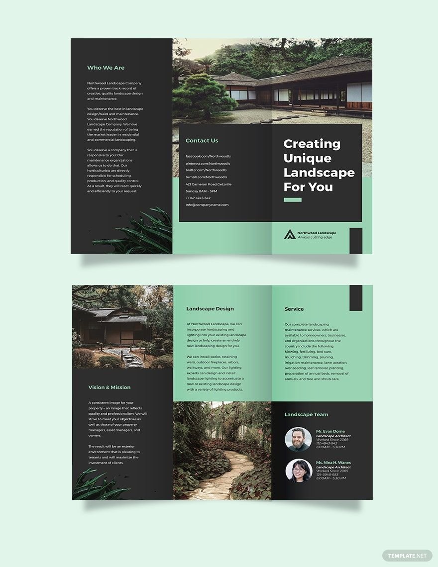 Landscape Company Tri-Fold Brochure Template