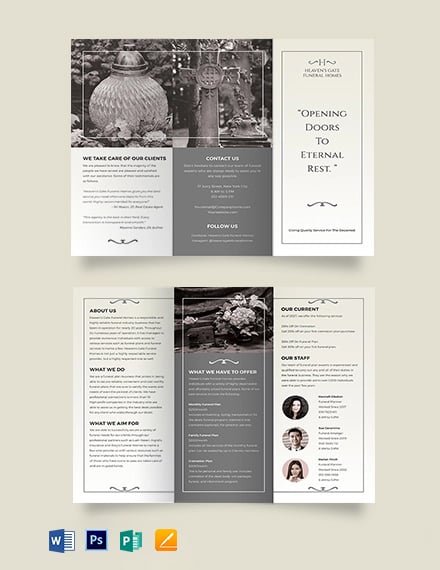 Printable Funeral Home Tri-Fold Brochure Template - Google Docs, Word ...