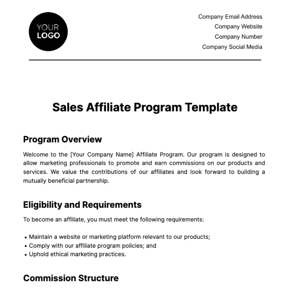 Sales Affiliate Program Template - Edit Online & Download