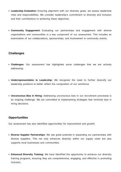 Free Diversity Goals Assessment HR Template to Edit Online