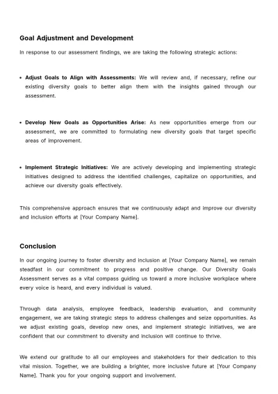 Free Diversity Goals Assessment HR Template to Edit Online