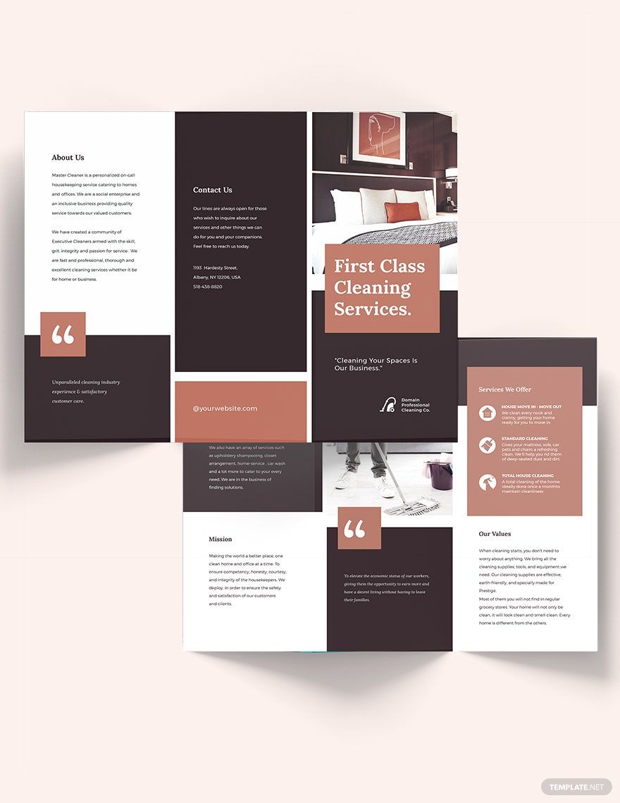 Professional Cleaning Service Tri-Fold Brochure Template