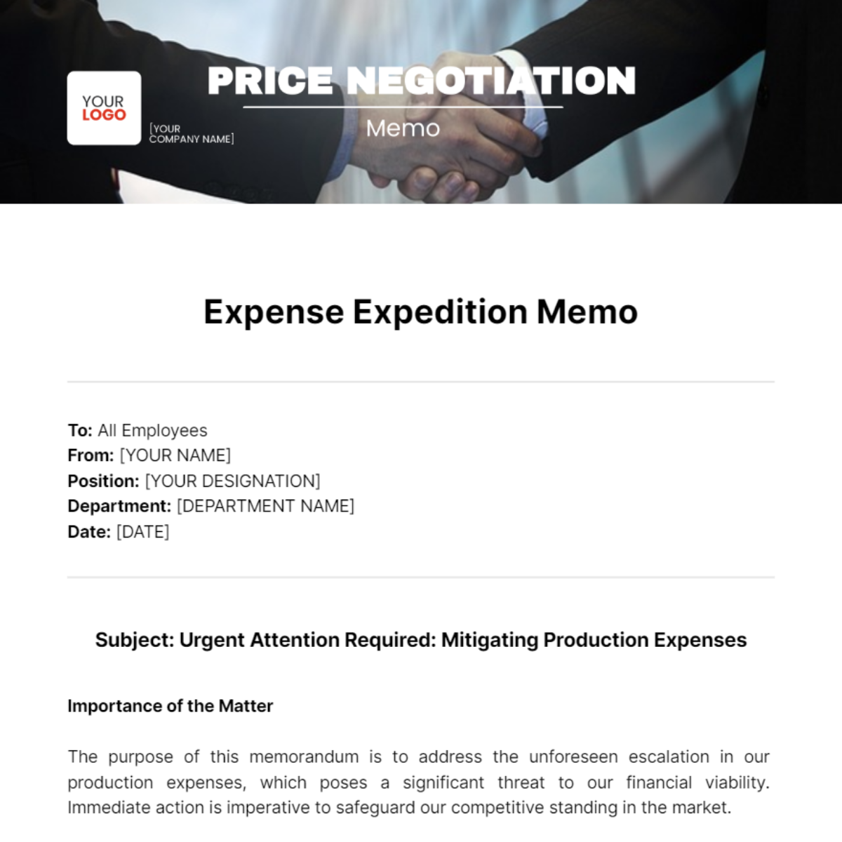 Price Negotiation Memo Template