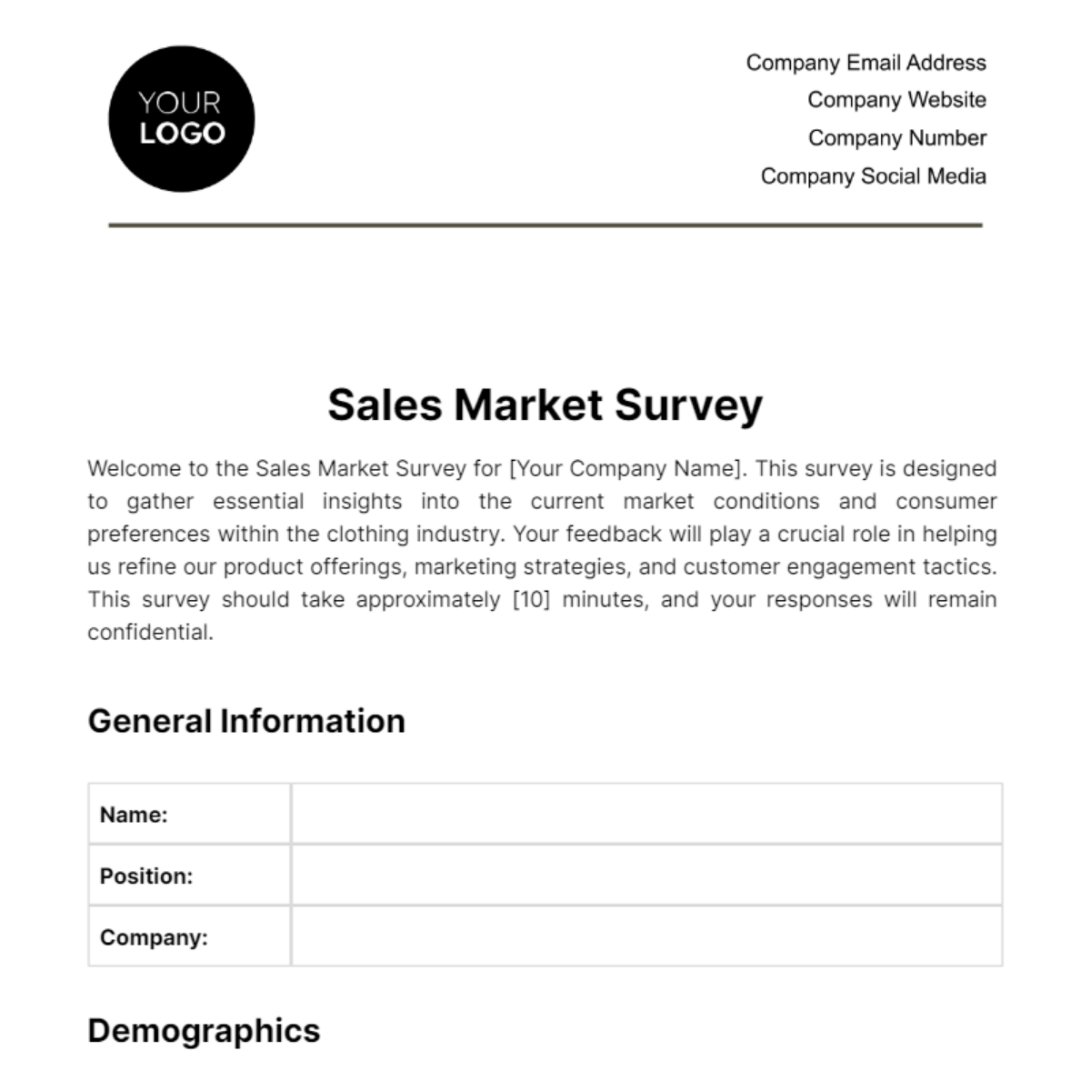 Sales Market Survey Template - Edit Online & Download