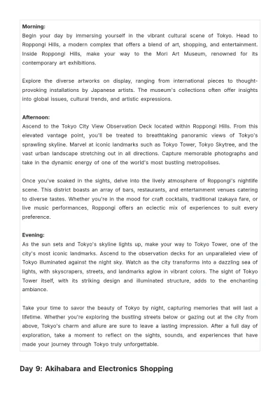 Free 10 Day Tokyo Itinerary Template to Edit Online