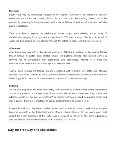 Free 10 Day Tokyo Itinerary Template to Edit Online