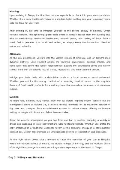 Free 10 Day Tokyo Itinerary Template to Edit Online