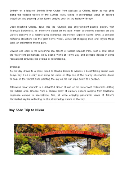 Free 10 Day Tokyo Itinerary Template to Edit Online