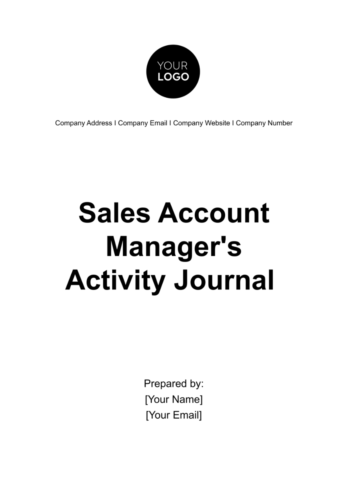 Sales Account Manager's Activity Journal Template