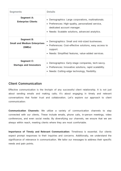 Free ;;Sales Long-term Client Relationship Plan Template to Edit Online
