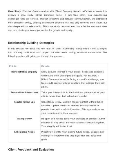Free ;;Sales Long-term Client Relationship Plan Template to Edit Online