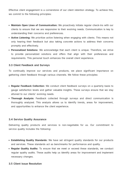 Free Sales Client Retention Policy & Procedure Template to Edit Online