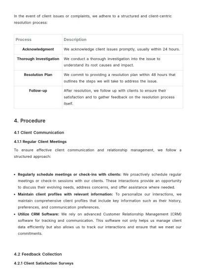 Free Sales Client Retention Policy & Procedure Template to Edit Online