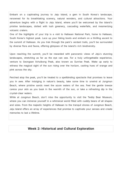 Free 2 Week South Korea Itinerary Template to Edit Online