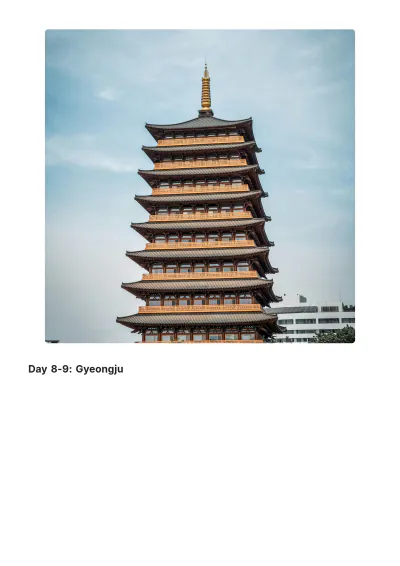Free 2 Week South Korea Itinerary Template to Edit Online