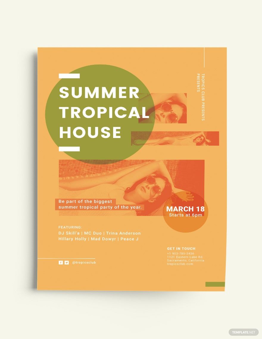 Summer Tropical House Party Flyer Template