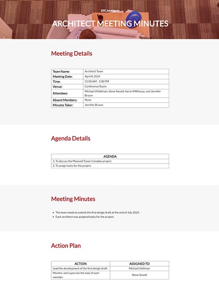 Free Architect Meeting Minutes Template - Word (DOC ...