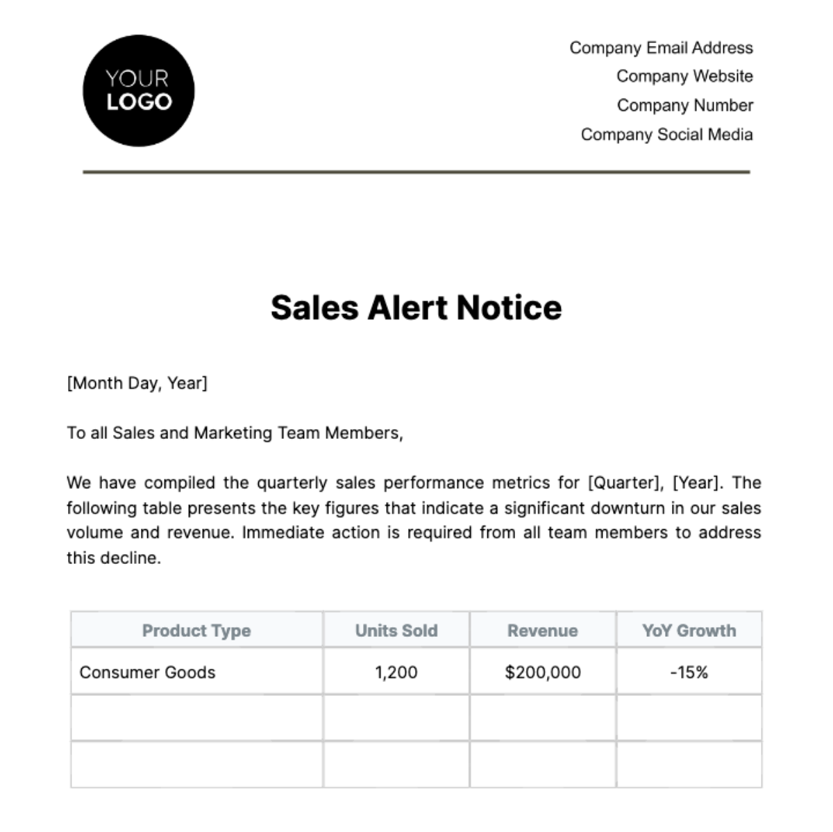 Sales Alert Notice Template - Edit Online & Download